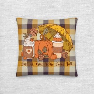 Girl Who Loves Fall Plaid Pillow